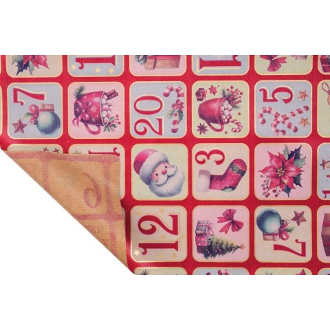 BOBINA CARTA ROSSO CALENDARIO AVVENTO 1X20MT.
